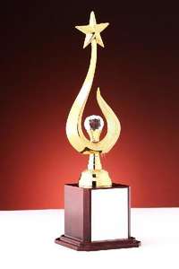 Trophée couronne orné en argent et or, avec des détails de fabrication soignés. Disponible aux prix de gros. - Product Image 4