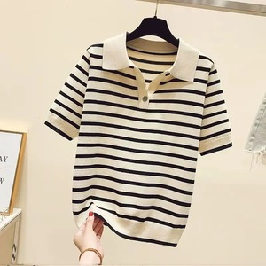 Women Striped <b>Polo</b> <b>Neck</b> Short Sleeve Knit <b>T</b> <b>shirt</b> Casual Breathable Regular Fit Summer Top office <b>polo</b> <b>shirt</b> Women cotton pol - Product Image 3