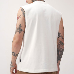 Camiseta sin Mangas Blanca para Hombre, Cuello Redondo, con Estampado de Palmeras, Informal, Transpirable, Corte Regular, de Algodón - Product Image 3