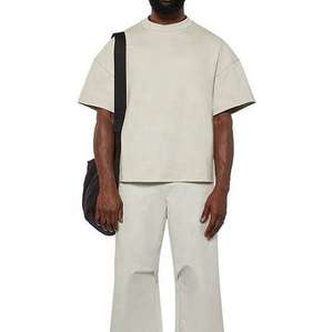 เสื้อยืดทรงบ็อกซ์โอเวอร์ไซส์ แขนเสื้อแบบดรอปโชว์เดอร์ ผ้าฝ้ายเฟรนช์เทอร์รี่ 100% ทรงหลวม สไตล์ลำลอง สำหรับผู้ชาย พร้อมโลโก้ด้านหน้าแบบสั่งทำพิเศษ - Product Image 3