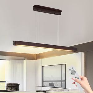 Lampadario a Sospensione LED Moderno da 39 Pollici in Legno di Noce, Lampada Regolabile per Sala da Pranzo e Soggiorno, Elegante Chandelier Color Noce - Product Image 2