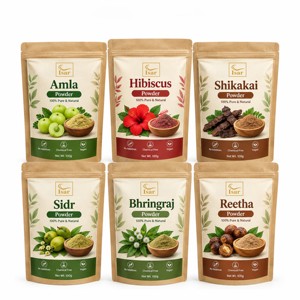 Polvo 100% natural de Amla, Hibisco, Shikakai, Sidr, Bhringraj y Reetha para el crecimiento del cabello y mascarilla capilar, 100g cada uno (Paquete combinado de 6) - Product Image 1