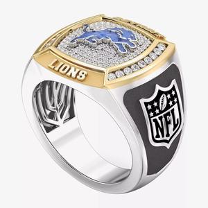 Anillo de Campeonato de los Detroit Lions, Totalmente Personalizado, Clásico, de Dos Tonos, para Hombre, Personalizado para Escuela Secundaria o Universidad, Aleación, VVS, Moissanita, Único - Product Image 2
