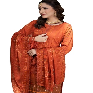 Venta al por mayor de trajes de viscosa de 3 piezas de diseñador pesado Maxi ropa original de marca paquistaní e India Lehnga Choli por Dr Haris - Product Image 1