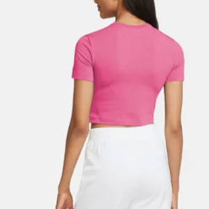 Chemises décontractées ajustées en mélange polyester/coton respirant pour femmes, T-shirts en tissu éponge de haute qualité à la mode, logo personnalisé - Product Image 4