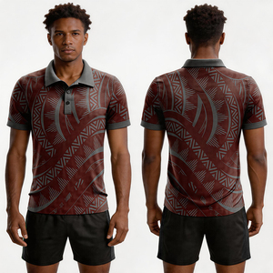 Polo sublimé à manches courtes style polynésien et maori, avec logo OEM imprimé, livraison en 7 jours - Product Image 3
