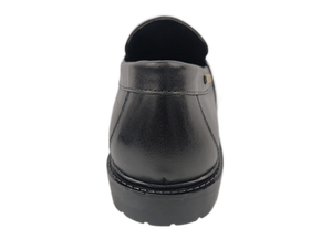Mocasines de Cuero Negro para Hombre, Punta Redonda, Sin Cordones, para Oficina, Color Sólido, Suela de Goma, Entresuela de EVA Acolchada - Product Image 3