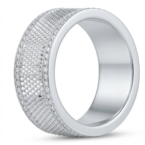 Unique Fine Design 925 Sterling Silver Lab Grown <b>Diamond</b> Studded Wedding Band Luxury Half Eternity Channel Set <b>Rings</b> Unisex Gift - Product Image 1