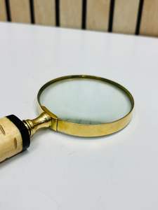 Loupe de poche en laiton de 2,5 pouces avec manche en os naturel |   Loupe d'inspection optique - Product Image 3