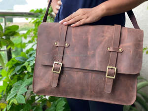 Sac messager en cuir véritable en cuir véritable pour ordinateur portable 15 pouces, pour bureau, - Product Image 5