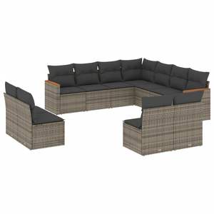 Grey PE Rattan Garden <b>Sofa</b> <b>Set</b> Powder Coated Steel Outdoor Furniture Contemporary Design - Product Image 2
