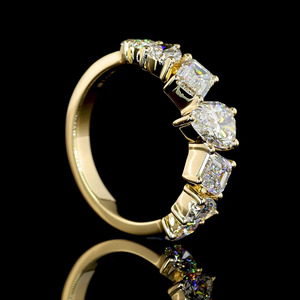 Lab Grown Pear <b>Emerald</b> Cut Diamond Multi Shape Eternity <b>Band</b> <b>Ring</b> 10K 14K 18K Gold 925 935 Silver Prong Set Jewelry - Product Image 4