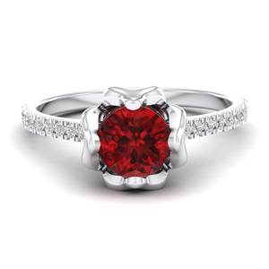 Anillos REYES de Plata de Ley 925 de Primera Calidad con Granate Natural y Moissanita Certificada por GRA para Mujer, Joyería Fina - Product Image 1