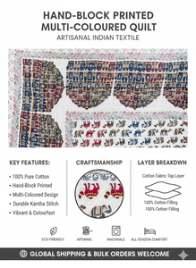 Colcha de Algodón Multicolor de Lujo con Estampado a Mano, Ropa de Cama Bohemia, Colcha Reversible de Algodón Orgánico para Todas las Estaciones - Product Image 6