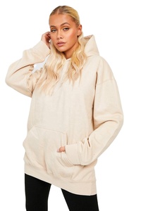 Sudaderas con capucha de gran tamaño, informales, de punto sólido, para mujer, de algodón, de invierno, con hombros caídos, transpirables - Product Image 3