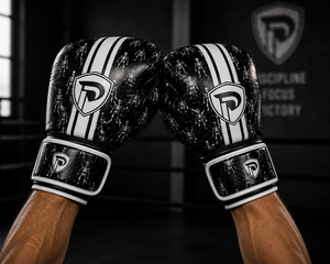 Dumela Custom Wholesale Boxing Gloves Leather <b>Black</b> White Skeleton Pattern High Quality Vertical Style Custom Sizes Training - Product Image 3