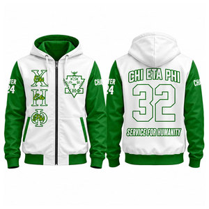 เสื้อฮู้ดซิปผู้ชาย Chi Eta Phi สีเขียวขาว พิมพ์ลาย Sublimation บทที่ 32 บริการเพื่อมนุษยชาติ เสื้อฮู้ดลำลองสำหรับฤดูใบไม้ร่วง - Product Image 1