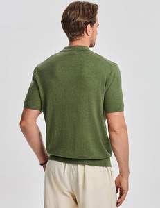 Polos de Hombre de Mezcla de Lana, Manga Corta, Cuello en V, Tejido de Punto, Polos Casuales de Verano - Product Image 5