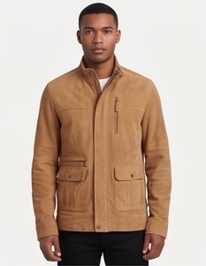 Wholesale <b>Men</b> <b>Suede</b> <b>Jacket</b> Vintage for Field Cargo Coat Custom Slim Fit Multi Pocket Zipper Anti-UV 6XL Outerwear Factory - Product Image 1