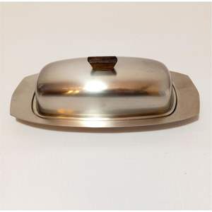 Vente en gros fabricant : Beurrier en acier inoxydable avec couvercle en bois et poignée, boîte à beurre durable, antirouille, récipient de stockage alimentaire en métal - Product Image 3