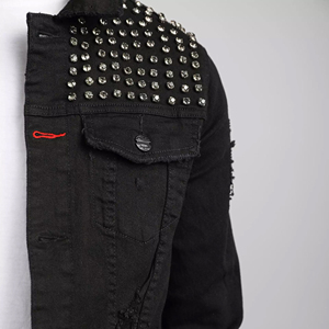 High Quality 100% Cotton Denim <b>Jacket</b> For Men With <b>Rhinestones</b> Best Sale Custom Logo Winter Men's Denim <b>Rhinestone</b> <b>Jacket</b> - Product Image 5