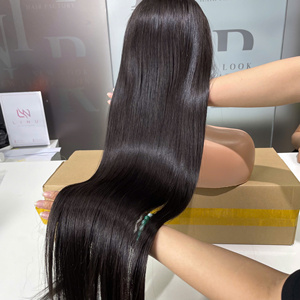 <b>Long</b> Wig Wholesale 100% Raw Virgin Vietnamese Human Hair Bone Straight Jet <b>Black</b> Color Super Double Drawn Hair Extension - Product Image 1