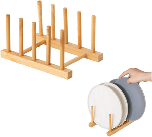 Support à assiettes en bois en forme de X, support à vaisselle à un seul niveau, design minimaliste - Product Image 4