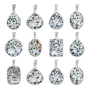 Women's Pendant Natural Dalmatian Jasper Gemstone Stone Pendant Christmas Handmade Jewelry Brass Silver Plated Pendant - Product Image 1