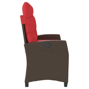 Grand banc de jardin inclinable en rotin PE marron, bancs de patio - Product Image 4