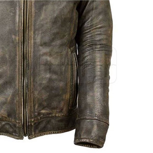 Top Design Men's Genuine Cow Skin Leather Jacket with <b>Stand</b> Collar and Front Logo Custom Colors & High Quality Wholesale - Product Image 5