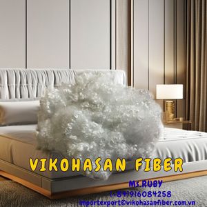 ใยโพลีเอสเตอร์กลวงแบบเชื่อมต่อ 3 มิติ สีขาว 15D Vikohasan GRS ของผู้ผลิต วัสดุยัดไส้โซฟาเคลือบซิลิโคนราคาประหยัด - Product Image 4
