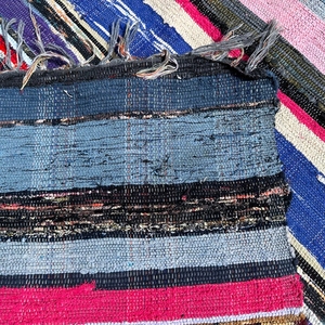 Alfombra de Algodón a Rayas Hecha a Mano, Rectangular, Estilo Bohemio, Tejido Plano, Base de Yute, Pelo Medio, Lavable, Grosor Medio, Decoración para Pasillo - Product Image 6