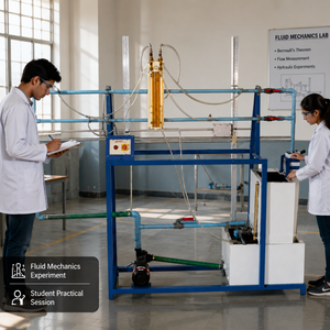 Appareil venturimètre monophasé |   Mesure de débit en acier inoxydable |   Équipement de laboratoire de mécanique des fluides d'une capacité de 50 litres - Product Image 2