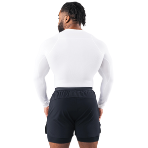 T-shirt de sport à manches longues pour homme, blanc, compression, séchage rapide, extensible, haut de gamme pour la salle de sport et l'entraînement - Product Image 3