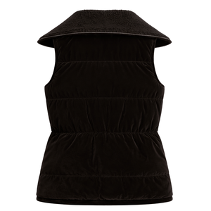 Chaleco acolchado negro sin mangas para mujer con cuello de sherpa, cremallera frontal, cálido y a la moda para exteriores - Product Image 2