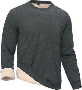 Pull-over chaud en molleton pelucheux rouge bordeaux pour homme, doublé sherpa, col rond, épais, 100 % coton, vente en gros - Product Image 4