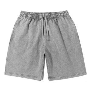 Shorts en coton épais 260g, délavé effet flocon de neige, style rétro ample, taille élastique, approvisionnement transfrontalier - Product Image 4