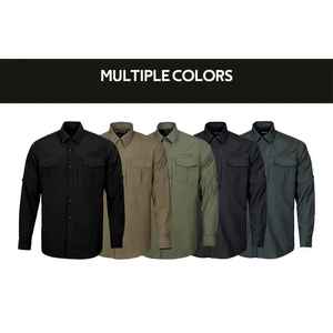 Chemise de chasse à manches longues pour homme, couleur vert olive, avec poches poitrine, vêtements d'extérieur - Product Image 6