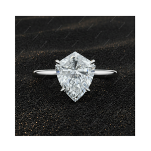 Bague de fiançailles solitaire en argent sterling 925 plaqué or 18 carats avec diamant de laboratoire certifié GIA IGI de 1,0 à 3 carats, coupe bouclier, cadeau - Product Image 1