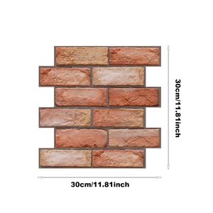 10pcs Peel Stick Red <b>Brick</b> Design 3D Brown <b>Wall</b> <b>Panel</b> Self-Adhesive Removable Subway Tiles <b>for</b> Home Kitchen Bathroom Back - Product Image 2