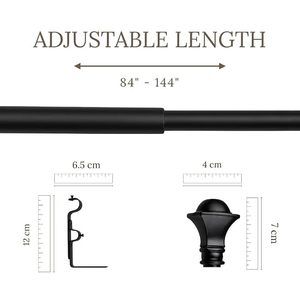 ราวม่านคู่ สีดำ โลหะ ดีไซน์คลาสสิก พร้อมปลายม่านแบบดั้งเดิม ติดตั้งง่าย - Product Image 3