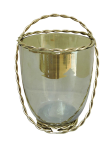 Elegante Frutero de Vidrio Vintage con Asa de Alambre de Latón Trenzado, Centro de Mesa Decorativo para la Decoración del Comedor del Hogar - Product Image 2