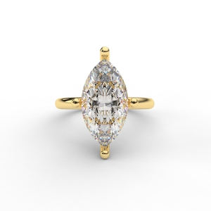 Bague classique en diamant de laboratoire de forme marquise, bande simple, or rose/jaune/blanc 14 carats - Product Image 6
