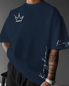 Camiseta de Lujo para Hombre, Tejida, 100% Algodón, Verano, Moda, Peso Pesado, Talla Grande, Manga Corta, con Logotipo Frontal, OEM ODM - Product Image 2