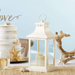 White Metal Glass Decorative <b>Lantern</b> Candle Holder Wedding Centerpiece Tabletop <b>Lantern</b> - Product Image 3