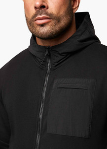 Sudadera con Capucha Negra para Hombre, Cierre de Cremallera, Corte Regular, Color Sólido, Diseño con Bolsillos, Ropa Casual, Poliéster, FRENCH TERRY, Estilo Otoñal - Product Image 3