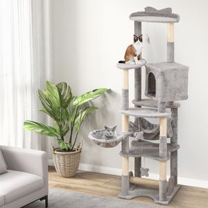 69 Zoll Mehrstöckiger Katzenbaum mit Liegeplatz oben und gemütlichem Katzenkondohaus - Product Image 2