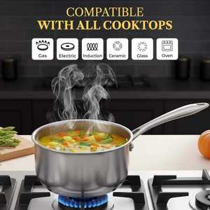 High Demand Premium Stainless Steel Triply Saucepan 18cm with Lid 304 Grade <b>Induction</b> Compatible Cooking <b>Pot</b> <b>for</b> Kitchen Use - Product Image 3