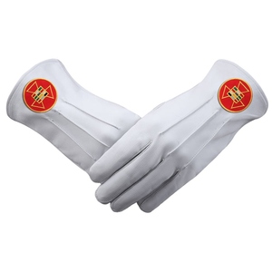 Guantes de Cuero Genuino Blancos de Lujo para Capítulo Real de Antigua Iglesia de los Caídos, con Bordado Premium - Product Image 1