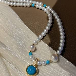 Collar con Colgante de Moda Otoño Invierno para Mujer, Nuevo, de Alta Gama, Lujoso, con Turquesa Natural de Agua Dulce, Sensación de Lujo Ligero - Product Image 5